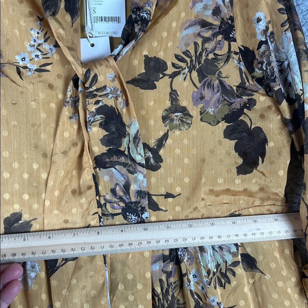 NWT BTFL-life (FreePeople) Tiered Long Sleeve Tie Neck Floral Dress Size S - Picture 11 of 16